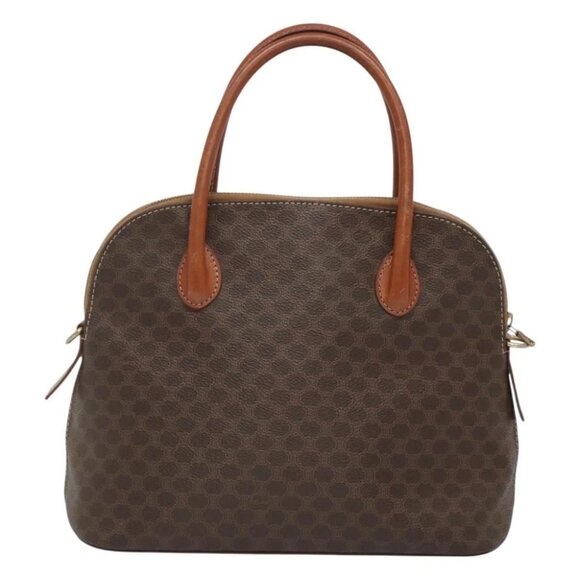 CELINE Macadam Canvas Hand Bag PVC Leather 2way Brown Gold - Picture 2 of 15